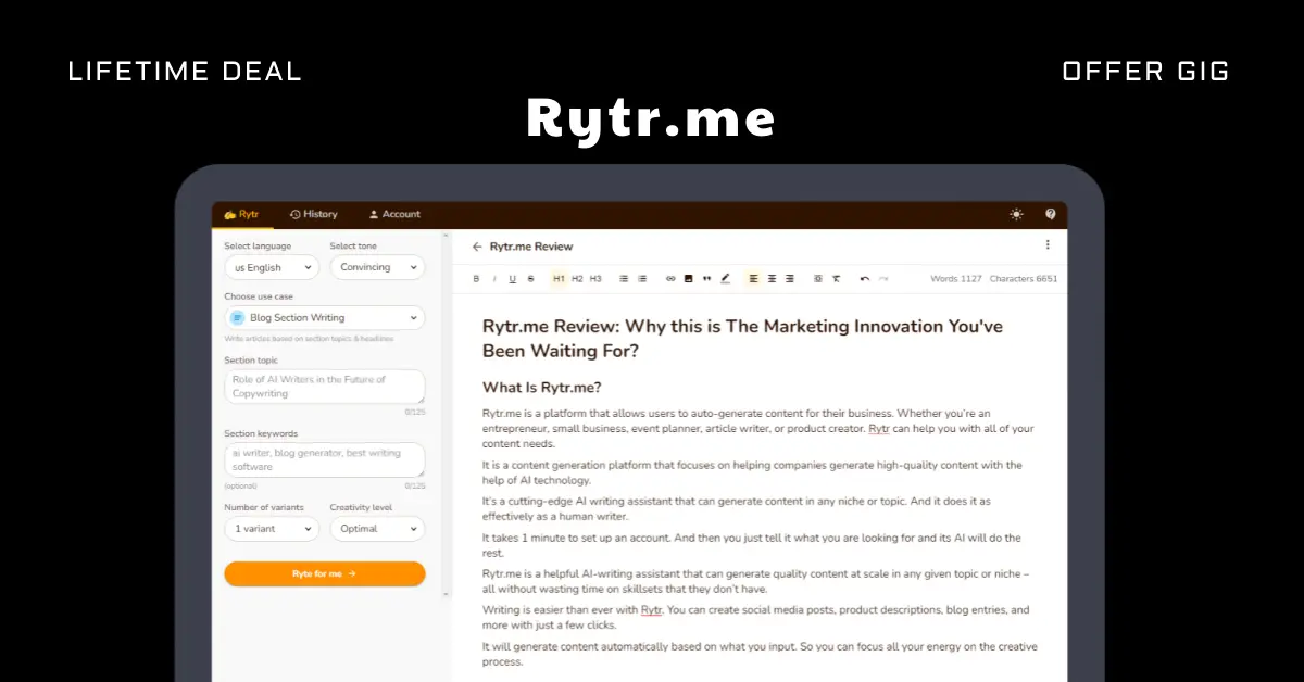 Read more about the article Rytr.me Lifetime Deal | Affordable Way To Write Great Copy
