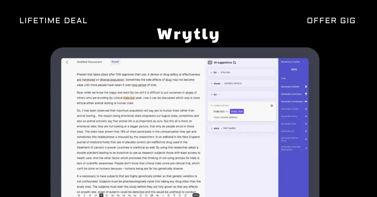 Read more about the article Wrytly Lifetime Deal | Write Better Content In Minutes
