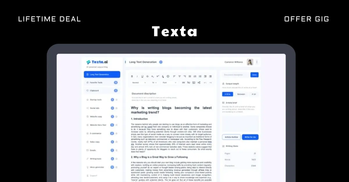 Read more about the article Texta.ai Lifetime Deal | Automatically Generate SEO Articles