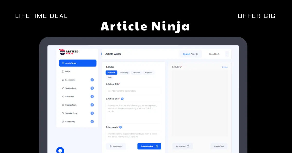 Read more about the article Article Ninja Lifetime Deal | The Ultimate Content Generator