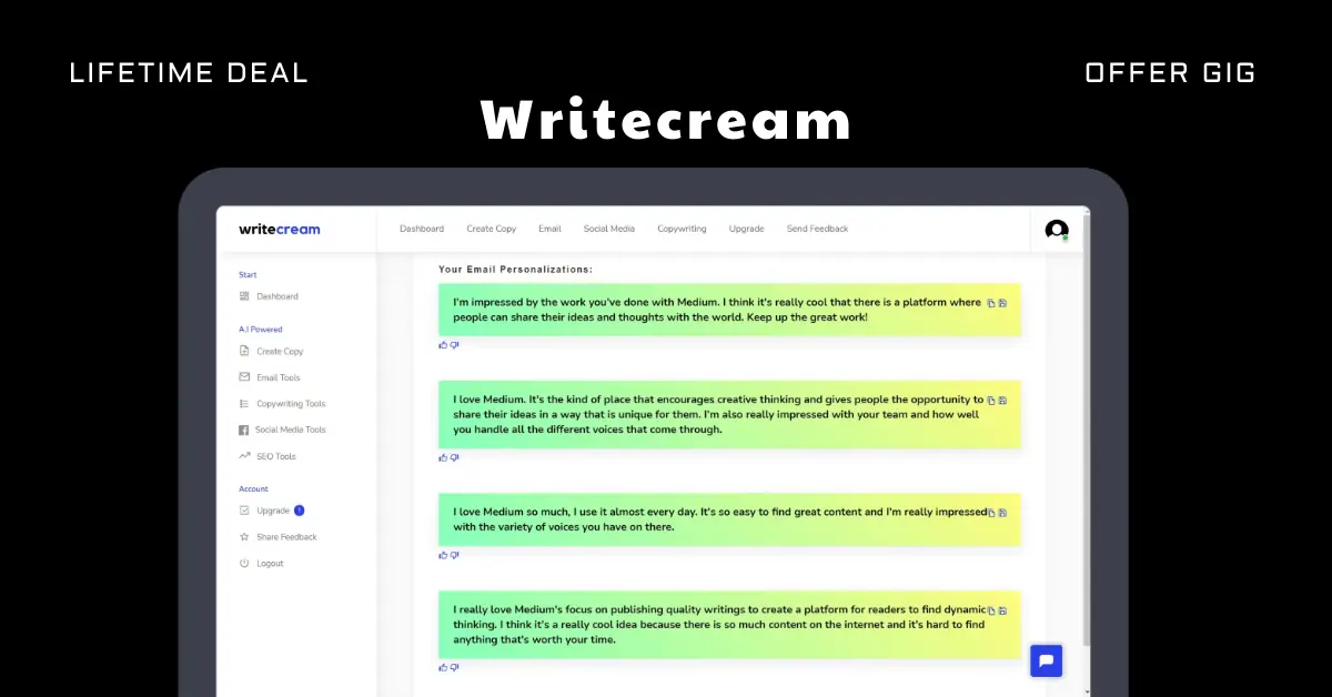 Read more about the article Writecream Lifetime Deal | Quickly Generate Premium Content